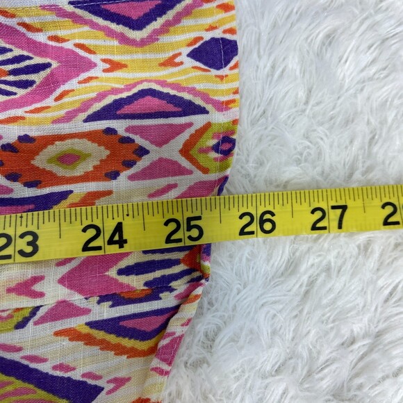 Chico's 100% Linen No-Iron Southwest Pattern Button Up Shirt Sz 8-10 (Chicos 1) - Picture 6 of 6